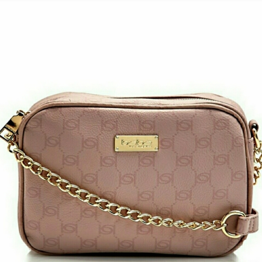 Pink faux leather mini BEBE crossbody bag